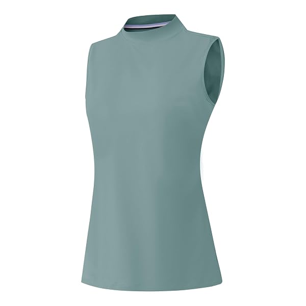 M MAELREG Women's Mock Neck Golf Tennis Tank Top Sleeveless Moisture Wicking Stretch Pull On Athletic Tops