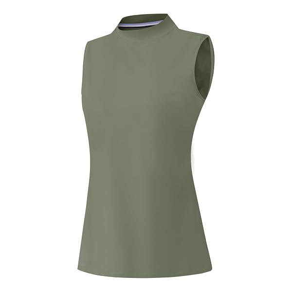M MAELREG Women's Mock Neck Golf Tennis Tank Top Sleeveless Moisture Wicking Stretch Pull On Athletic Tops