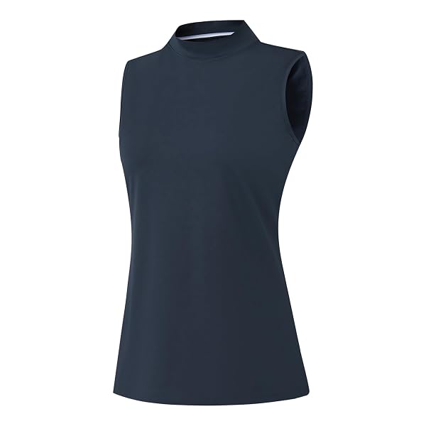 M MAELREG Women's Mock Neck Golf Tennis Tank Top Sleeveless Moisture Wicking Stretch Pull On Athletic Tops
