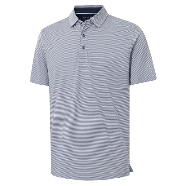 M MAELREG Men's Jacquard Stripe Golf Shirts Quick Dry Performance Short Sleeve Moisture Wicking Polo Shirt for Men