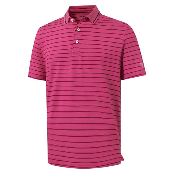 M MAELREG Mens Golf Shirt Short Sleeve Dry Fit Striped Collared Casual Work Performance Moisture Wicking Polo Shirts for Men