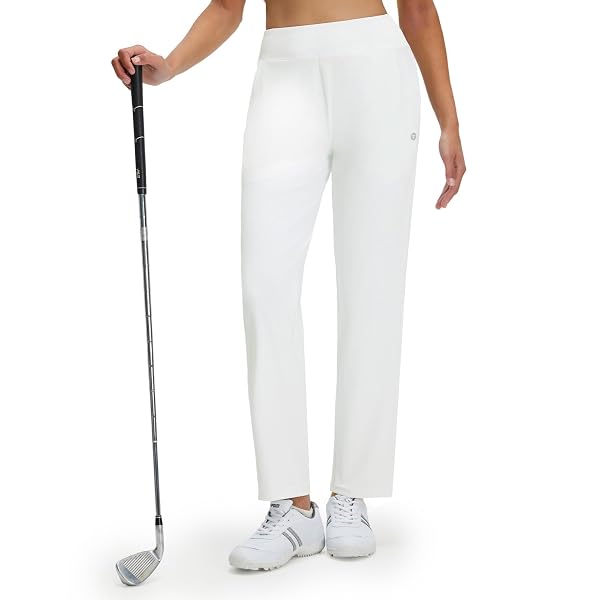 M MAELREG Women's Casual Travel Pants Lightweight Dressy Work Slacks Athletic Workout Stretchy Golf Pants White