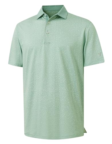 M MAELREG Golf Shirts for Men Short Sleeve Print Patterns Moisture Wicking Performance Lightweight Collared Mens Polo Shirts