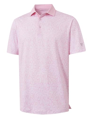 M MAELREG Golf Shirts for Men Short Sleeve Print Patterns Moisture Wicking Performance Lightweight Collared Mens Polo Shirts