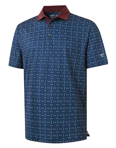 M MAELREG Golf Shirts for Men Short Sleeve Print Patterns Moisture Wicking Performance Lightweight Collared Mens Polo Shirts