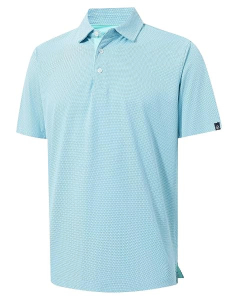 M MAELREG Mens Golf Shirts Short Sleeve Performance Moisture Wicking Dry Fit Collared Jacquard Polo Shirts for Men
