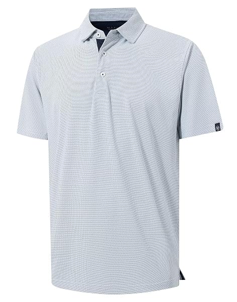 M MAELREG Mens Golf Shirts Short Sleeve Performance Moisture Wicking Dry Fit Collared Jacquard Polo Shirts for Men
