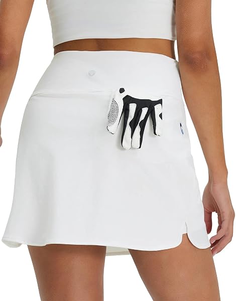 M MAELREG Womens Tennis Skirt High Waisted Athletic Mini Lined A Line Skort with 3 Pockets Nylon Stretchy Workout Golf Skirt
