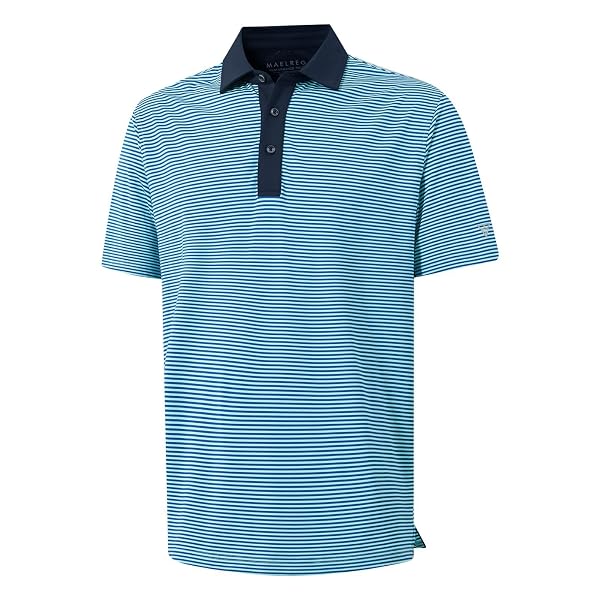 M MAELREG Golf Shirts for Men Moisture Wicking Dry Fit Striped Polo Performance Sport Mens Polo Shirts Short Sleeve
