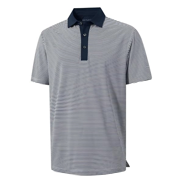 M MAELREG Golf Shirts for Men Moisture Wicking Dry Fit Striped Polo Performance Sport Mens Polo Shirts Short Sleeve