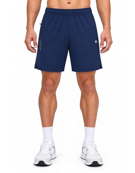 M MAELREG Men's Athletic Shorts with Zipper Pockets 7" Moisture Wicking Gym Workout Shorts for Men Lightweight Drawstring