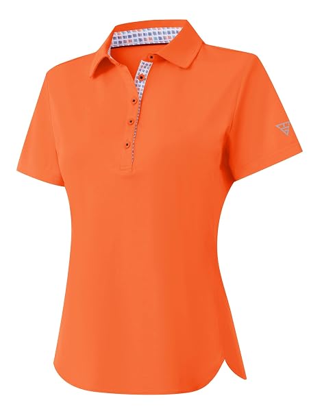 M MAELREG 5-Button Polo Shirts for Women Stretch Dry Fit Performance Lightweight Contrast Collared Golf Shirts Short Sleeve