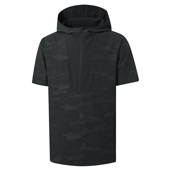 M MAELREG Short Sleeve Half Zip Hoodies Pullover For Men Black