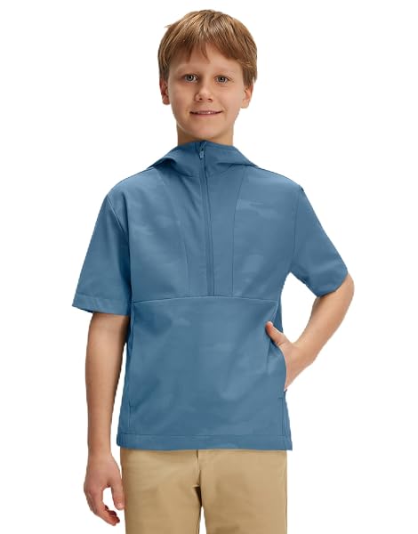 M MAELREG Boys' Short Sleeve Hooded Golf Jacket, Youth Camo Pullover