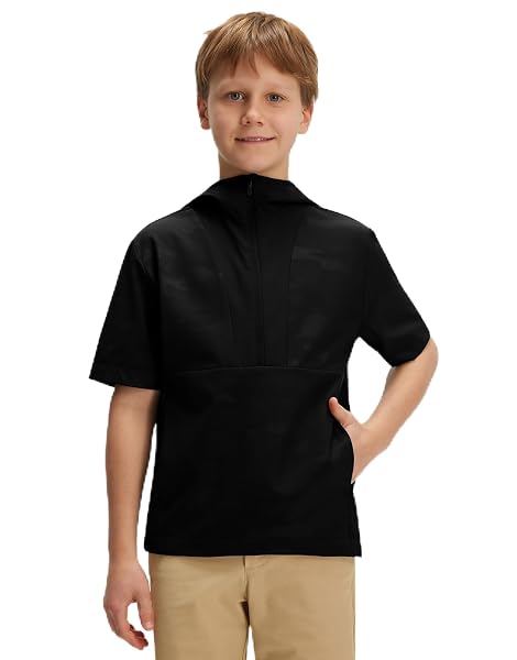 M MAELREG Boys' Short Sleeve Hooded Golf Jacket, Youth Camo Pullover