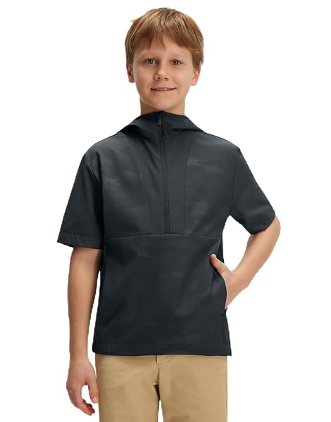 M MAELREG Boys' Short Sleeve Hooded Golf Jacket, Youth Camo Pullover
