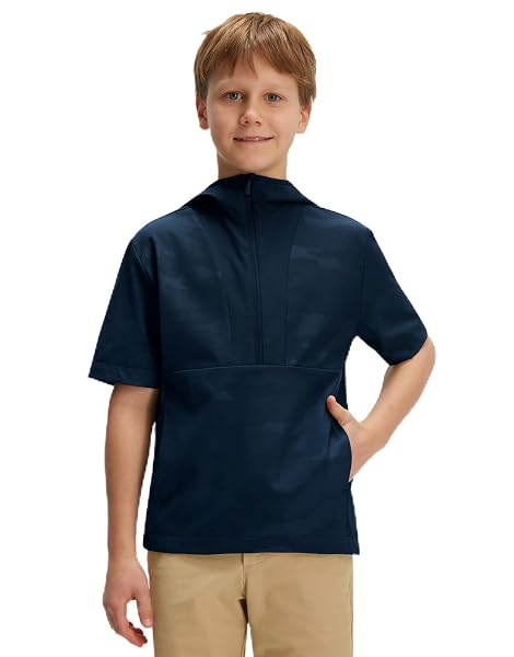 M MAELREG Boys' Short Sleeve Hooded Golf Jacket, Youth Camo Pullover