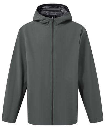 M MAELREG Mens Rain Jacket Waterproof with Hood Lightweight Soft Shell Windbreaker Rain Coat for Golf Cycling Hiking