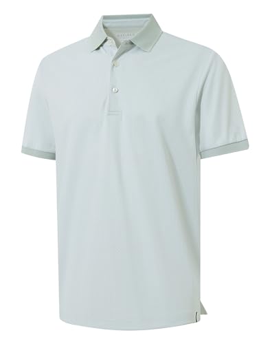 M MAELREG Mens Golf Polo Shirts Jacquard Ribbed Collar Performance Moisture Wicking Dry Fit Short Sleeve Golf Shirts for Men