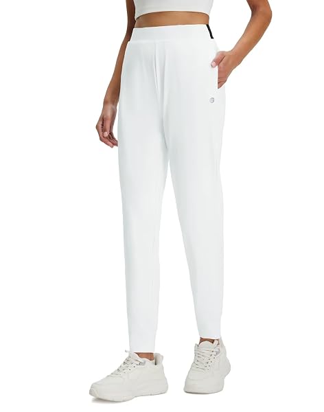 M MAELREG Sweatpants for Women 26"/28"/30" Lighweight Stretch Drawstring Workout Athletic Jogger Pants with Pockets White