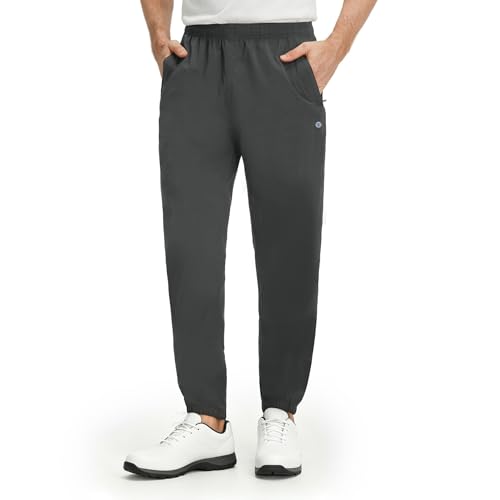 M MAELREG Mens Golf Rain Pants, Waterproof Lightweight Outdoor Hiking Jogger with Zipper Pockets