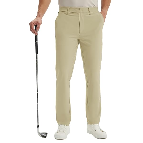 M MAELREG Mens Golf Pants with 4 Pockets - 30"/32"/34" Lightweight Water Repellent Work Dress Pants Casual Comfy Trousers