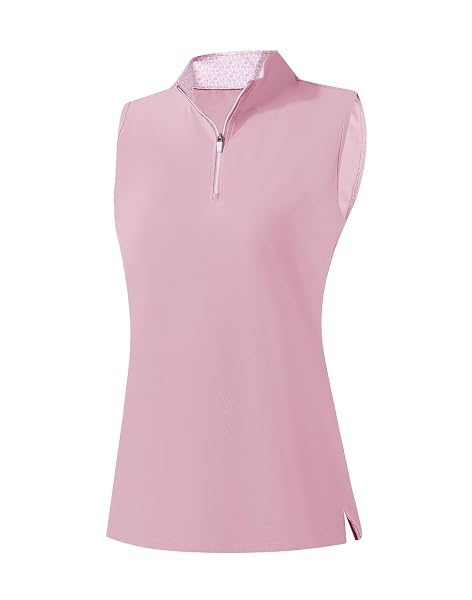 M MAELREG Womens Golf Shirt Sleeveless Collared Polo Shirts for Women Quick Dry Tennis Athletic Tank Tops Quarter Zip