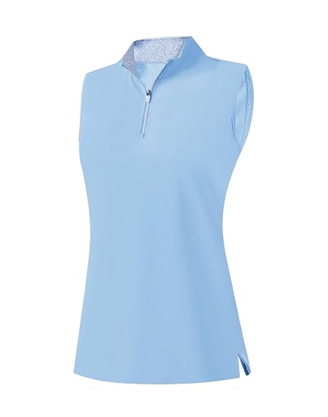 M MAELREG Womens Golf Shirt Sleeveless Collared Polo Shirts for Women Quick Dry Tennis Athletic Tank Tops Quarter Zip