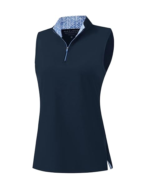 M MAELREG Womens Golf Shirt Sleeveless Collared Polo Shirts for Women Quick Dry Tennis Athletic Tank Tops Quarter Zip