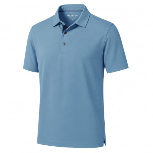 M MAELREG Mens Golf Shirt Short Sleeve Moisture Wicking Slim Fit Performance Casual Roma Knit Golf Polo Shirts for Men