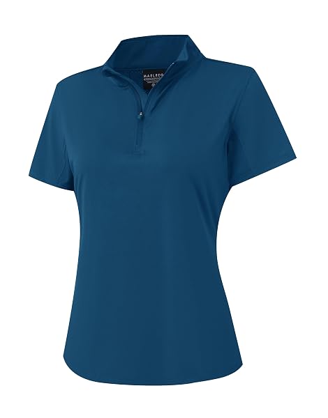 M MAELREG Womens 1/4 Zip Pullover Short Sleeve Performance Quick Dry Mock Neck UPF 50+ Moisture Wicking Workout Tennis Top