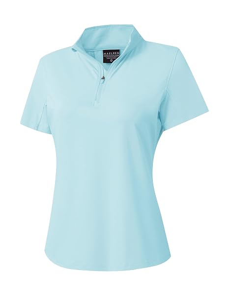 M MAELREG Womens 1/4 Zip Pullover Short Sleeve Performance Quick Dry Mock Neck UPF 50+ Moisture Wicking Workout Tennis Top