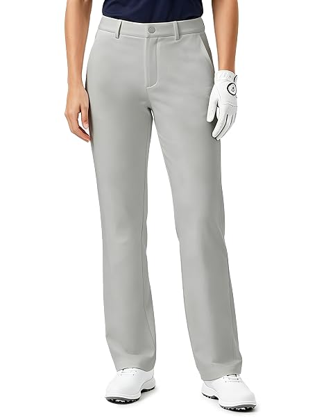M MAELREG Women's Golf Pants with Belt Loops Stretch Straight Leg Regular Fit Work Business Slacks Travel Casual Dress Pants