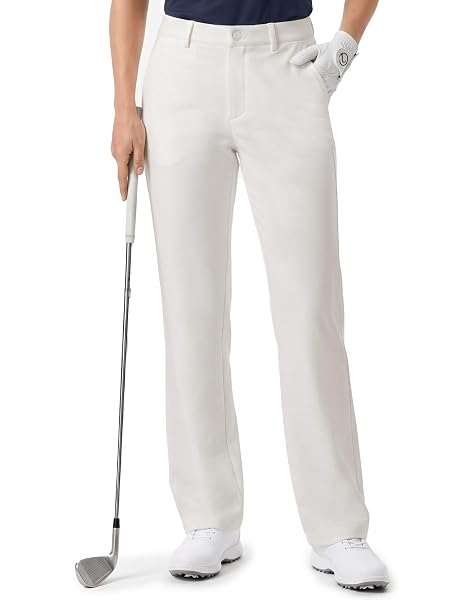 M MAELREG Womens Golf Pants with Pockets Regular Fit Stretch Straight Leg Travel Business Casual Pants for Women White
