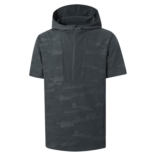 M MAELREG Mens Short Sleeve Hoodie 1/4 Zip Jacket Waterproof Golf Shirt