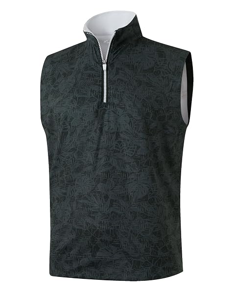 M MAELREG Men's Print Golf Vest Quarter Zip Sleeveless 1/4 Zip Pullover