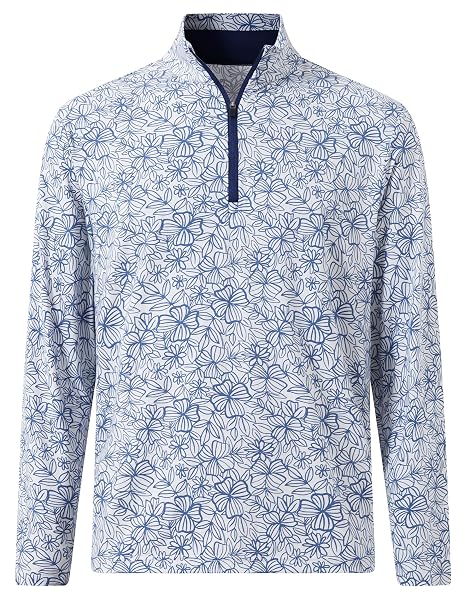 M MAELREG Quarter Zip Pullover Men Print Dry Fit Long Sleeve Golf Shirt