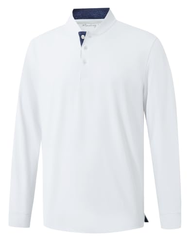 M MAELREG Mens Golf Shirts Collarless Performance Long Sleeve Henley Polos