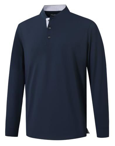 M MAELREG Golf Shirts for Men Collarless Performance Henley Polo Shirts